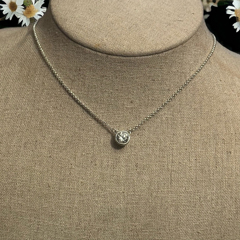 NYC bezeled CZ pendant necklace